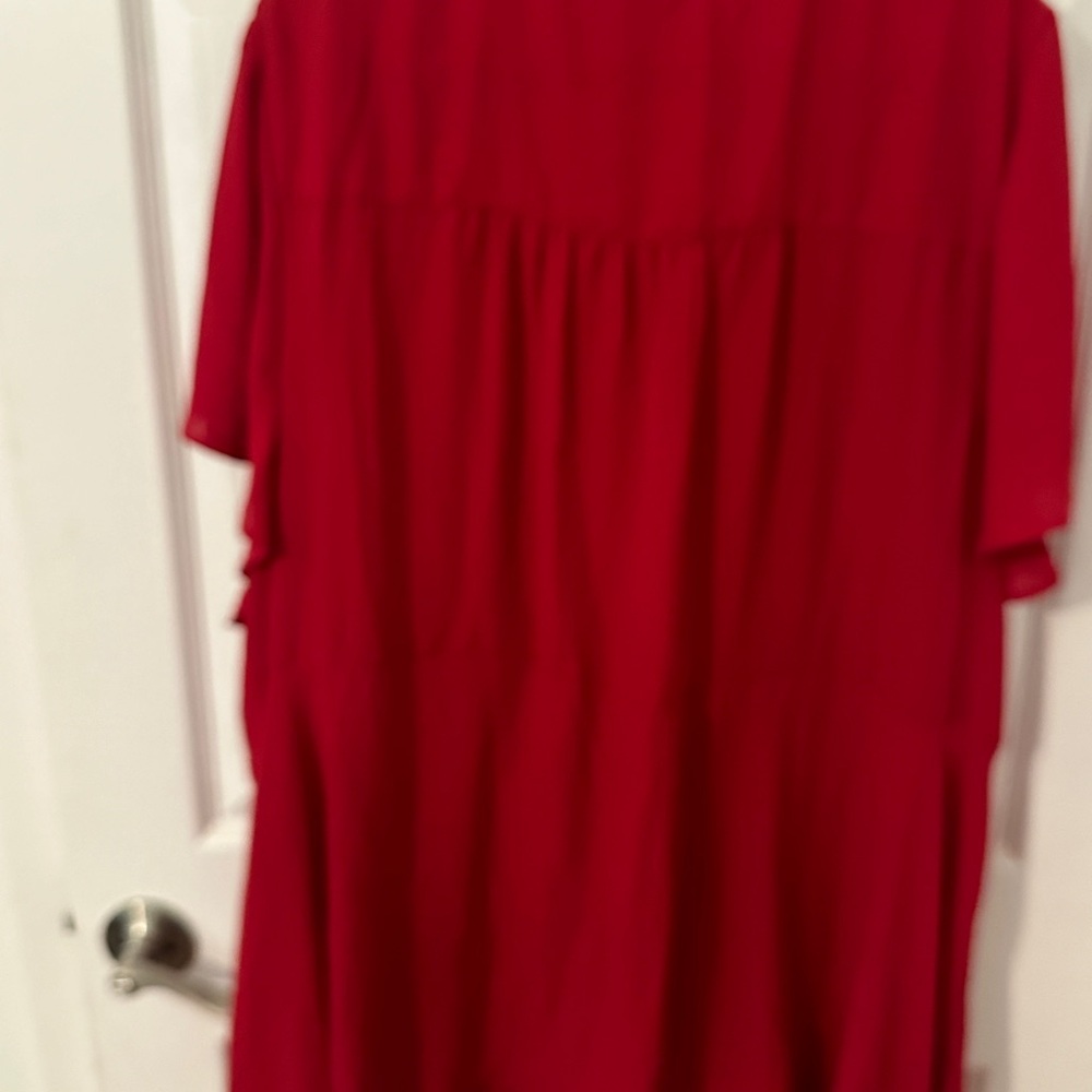 Torrid Vibrant Red Blouse with Tie-Front - Picture 4 of 4